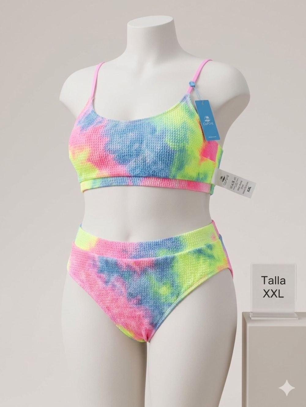 Cupshe White Bikini with Neon Pink Trim and Straps